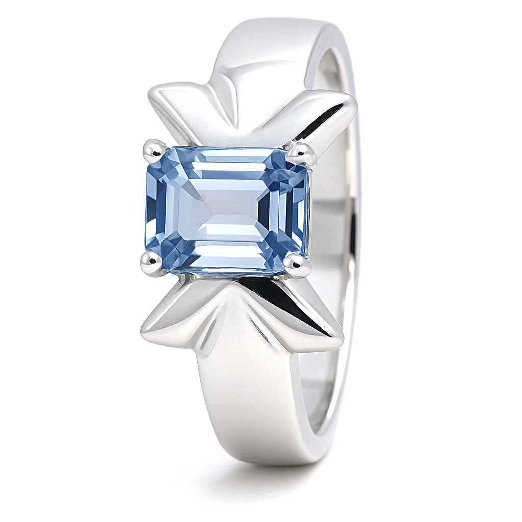 Anello - 18 carati Oro bianco - 0.75ct. tw. Topazio