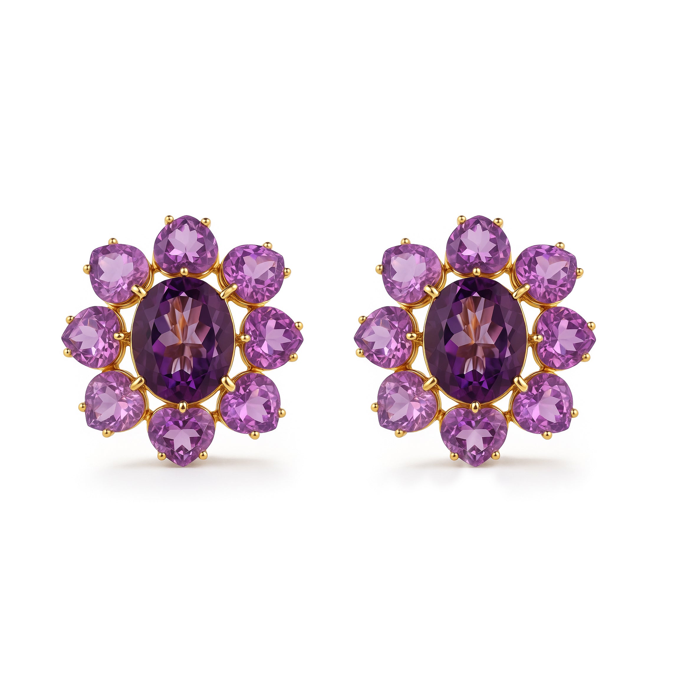 Orecchini - 12 kt Oro giallo - 10.00ct. tw. Ametista