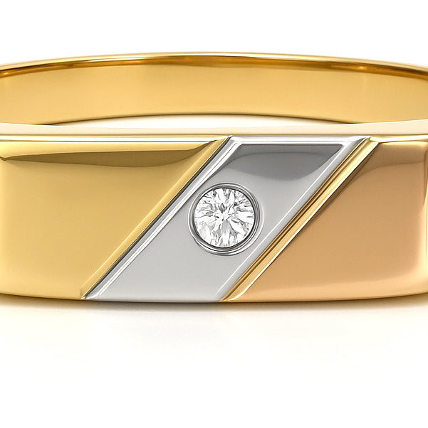 Anello - 18 carati Oro bianco, Oro giallo - 0.03ct. tw. Diamante (Naturale)