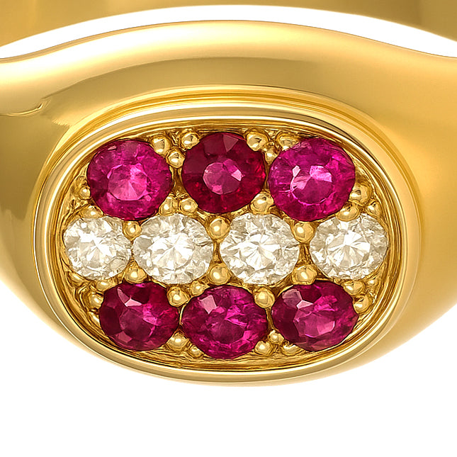 Anello - 18 carati Oro giallo - 0.23ct. tw. Rubino - Diamante