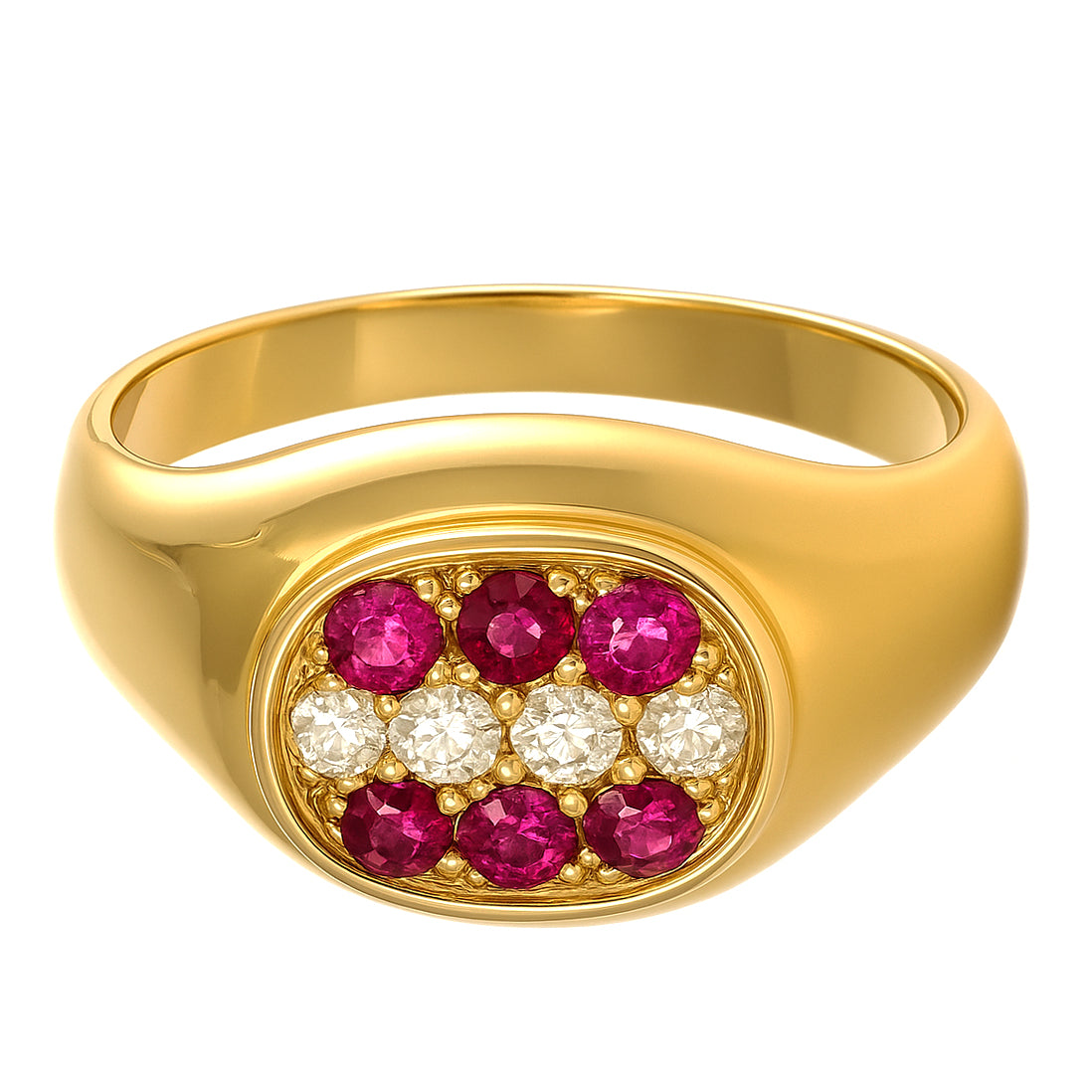 Anello - 18 carati Oro giallo - 0.23ct. tw. Rubino - Diamante