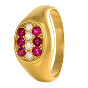 Anello - 18 carati Oro giallo - 0.23ct. tw. Rubino - Diamante