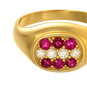 Anello - 18 carati Oro giallo - 0.23ct. tw. Rubino - Diamante