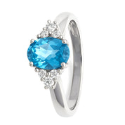 Anello - 18 carati Oro bianco - 1.72ct. tw. Topazio - Diamante