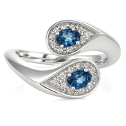 Anello - 18 carati Oro bianco - 0.45ct. tw. Zaffiro - Diamante