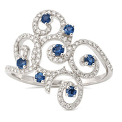 Anello - 18 carati Oro bianco - 4.20ct. tw. Zaffiro - Diamante