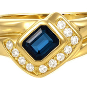 Anello - 18 carati Oro giallo - 0.415ct. tw. Zaffiro - Diamante