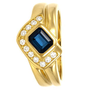 Anello - 18 carati Oro giallo - 0.415ct. tw. Zaffiro - Diamante