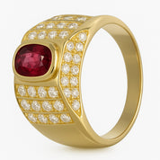 Anello - 18 carati Oro giallo - 1.42ct. tw. Rubino - Diamante