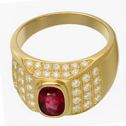 Anello - 18 carati Oro giallo - 1.42ct. tw. Rubino - Diamante