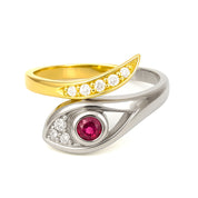 Anello - 18 carati Oro giallo, Oro bianco - 0.34ct. tw. Rubino - Diamante