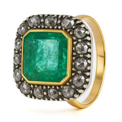 Anello - 18 carati Oro giallo, Argento - 3.48ct. tw. Smeraldo - Diamante