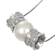 Collana con ciondolo - 18 carati Oro bianco - 0.16ct. tw. Diamante (Naturale) - Perla