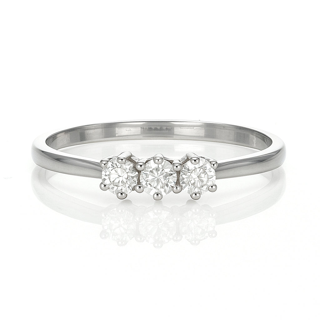 Anello - 18 carati Oro bianco - 0.18ct. tw. Diamante (Naturale)