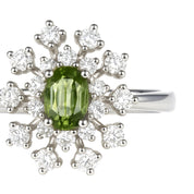 Anello - 18 carati Oro bianco - 0.52ct. tw. Tormalina - Diamante