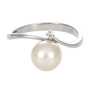 Anello - 18 carati Oro bianco - 0.01ct. tw. Diamante (Naturale) - Perla
