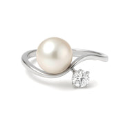 Anello - 18 carati Oro bianco - 0.18ct. tw. Diamante (Naturale) - Perla