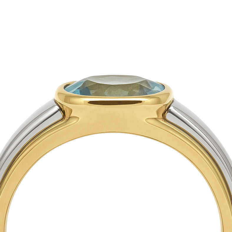 Anello - 18 carati Oro giallo, Oro bianco - 1.25ct. tw. Acquamarina