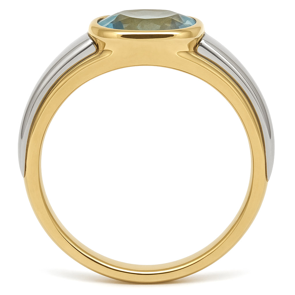 Anello - 18 carati Oro giallo, Oro bianco - 1.25ct. tw. Acquamarina