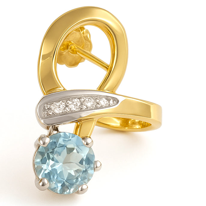 Orecchini - 18 carati Oro bianco, Oro giallo - 4.10ct. tw. Acquamarina - Diamante