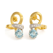 Orecchini - 18 carati Oro bianco, Oro giallo - 4.10ct. tw. Acquamarina - Diamante