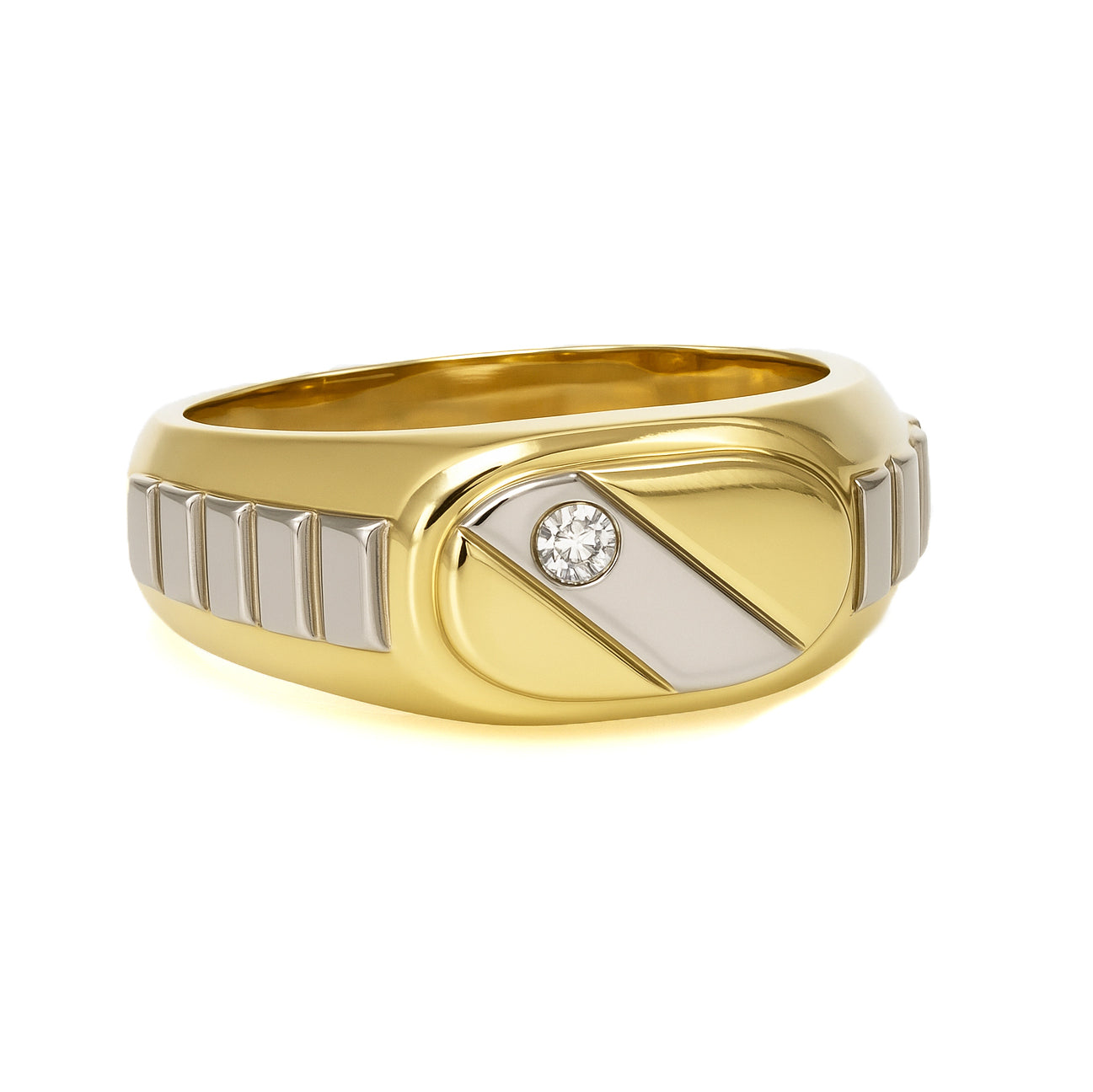 Anello - 18 carati Oro bianco, Oro giallo - 0.025ct. tw. Diamante (Naturale)