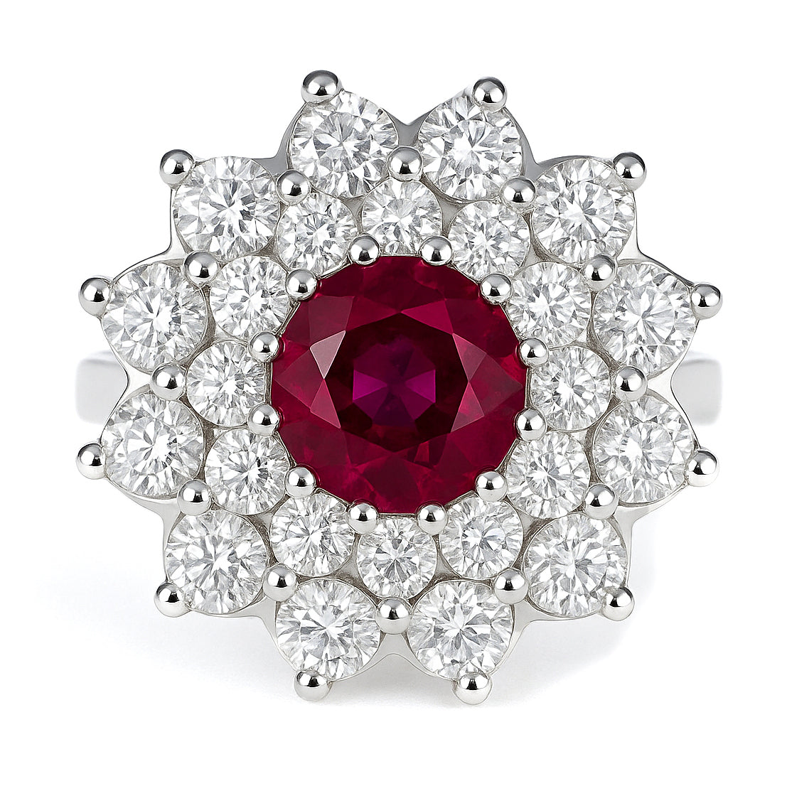 Orecchini - 18 carati Oro bianco - 1.30ct. tw. Rubino - Diamante