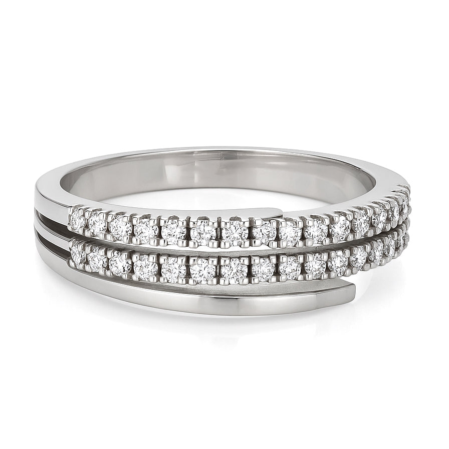 Anello - 18 carati Oro bianco - 0.15ct. tw. Diamante (Naturale)