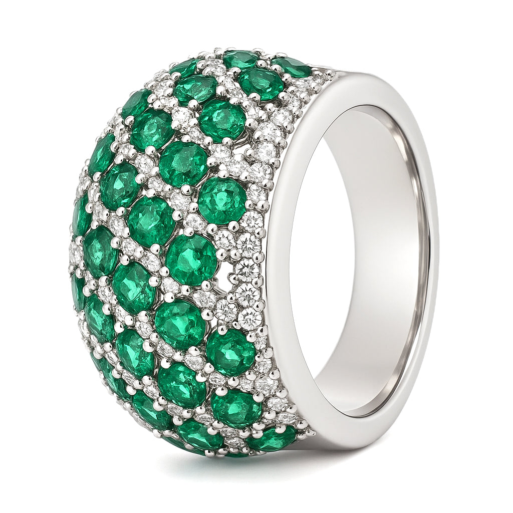 Anello - 18 carati Oro giallo - 1.41ct. tw. Smeraldo - Diamante