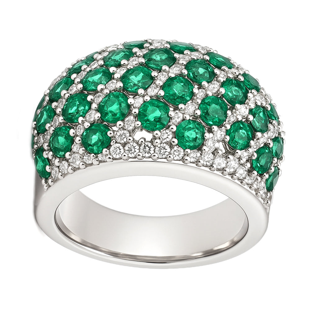 Anello - 18 carati Oro giallo - 1.41ct. tw. Smeraldo - Diamante