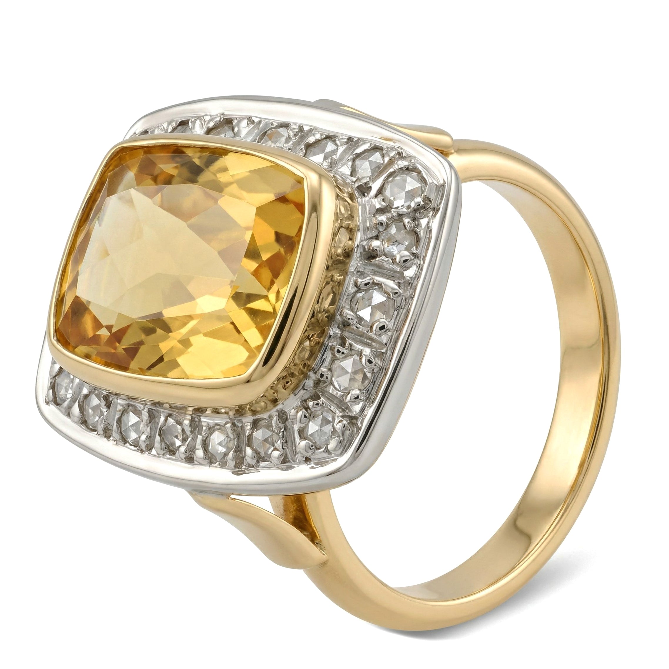 Anello in Oro giallo 14 carati e Argento 800 con n 1 Opale di fuoco  Diamanti