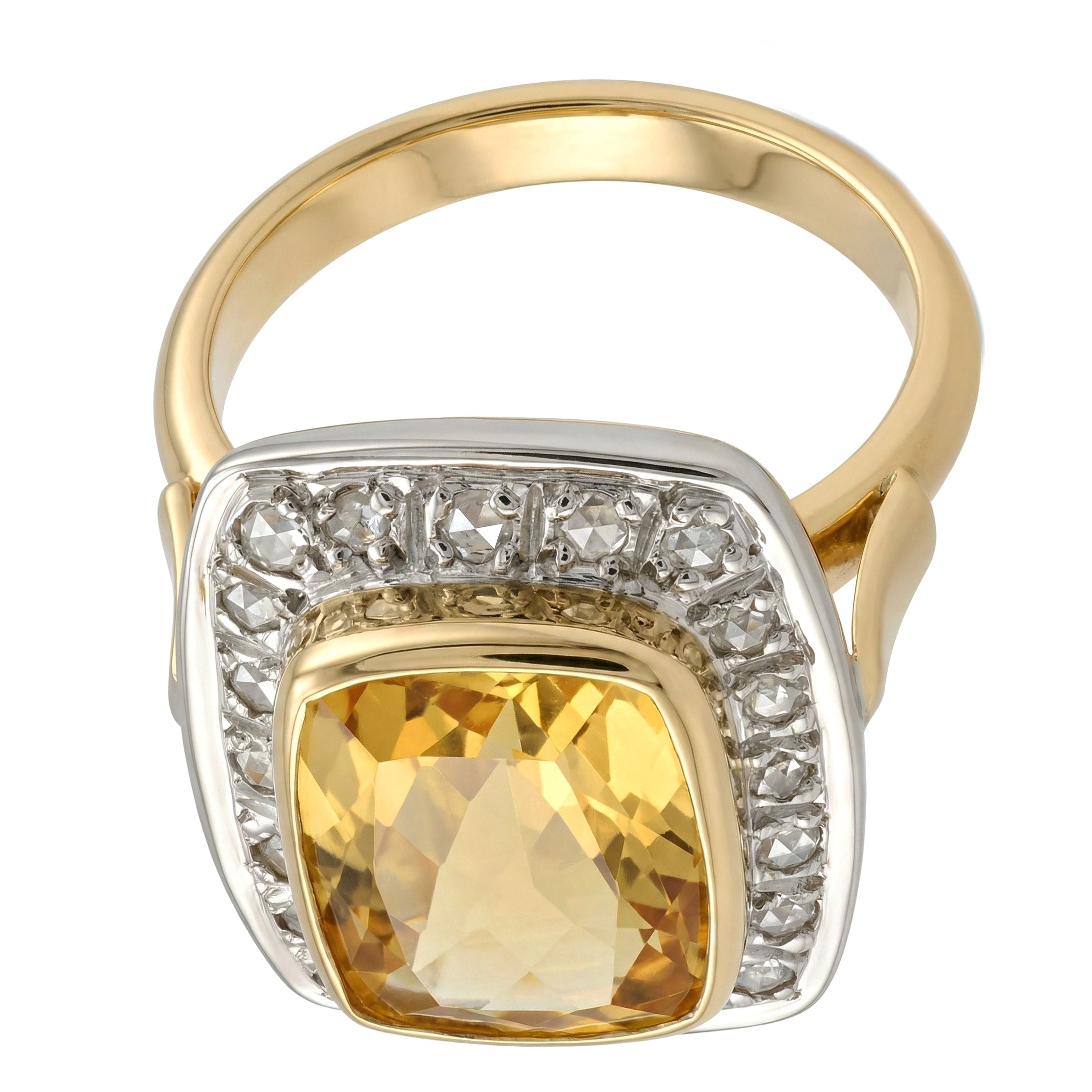 Anello in Oro giallo 14 carati e Argento 800 con n 1 Opale di fuoco  Diamanti