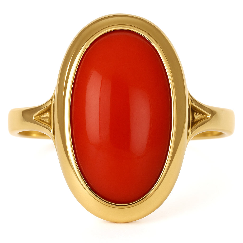 Anello - 18 carati Oro giallo Corallo