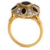 Anello - 18 carati Argento, Oro giallo - 1.53ct. tw. Zaffiro - Diamante