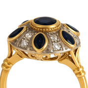 Anello - 18 carati Argento, Oro giallo - 1.53ct. tw. Zaffiro - Diamante