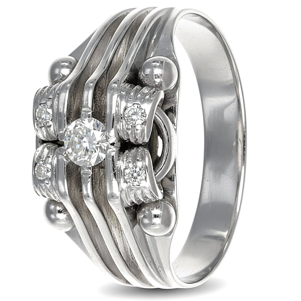 Anello - 18 carati Oro bianco - 0.20ct. tw. Diamante (Naturale)