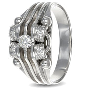 Anello - 18 carati Oro bianco - 0.20ct. tw. Diamante (Naturale)