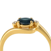 Anello - 18 carati Oro giallo - 0.43ct. tw. Zaffiro - Diamante