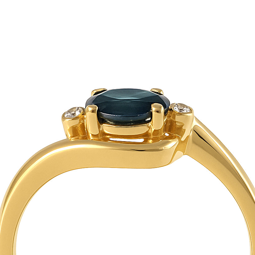 Anello - 18 carati Oro giallo - 0.43ct. tw. Zaffiro - Diamante