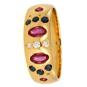 Anello - 18 carati Oro giallo, Zaffiro - Rubini - Diamanti - 0.96ct. tw.