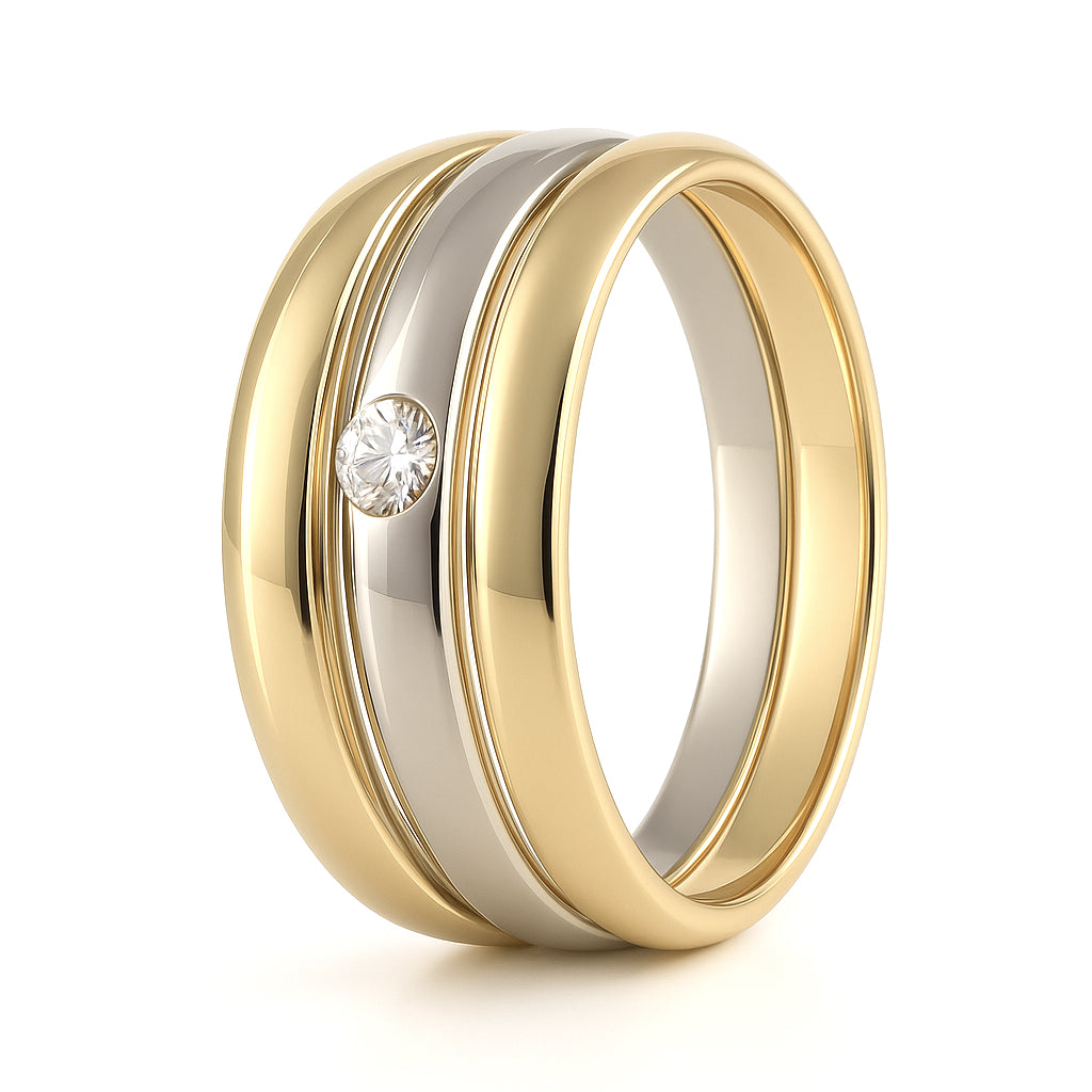 Anello - 18 carati Oro giallo - 0.10ct. tw. Diamante (Naturale)