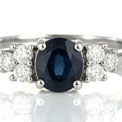 Anello - 18 carati Oro bianco - 0.94ct. tw. Zaffiro - Diamante