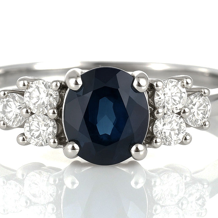 Anello - 18 carati Oro bianco - 0.94ct. tw. Zaffiro - Diamante