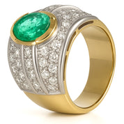 Anello - 18 carati Oro bianco, Oro giallo - 2.11ct. tw. Smeraldo - Diamante