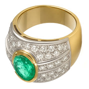 Anello - 18 carati Oro bianco, Oro giallo - 2.11ct. tw. Smeraldo - Diamante