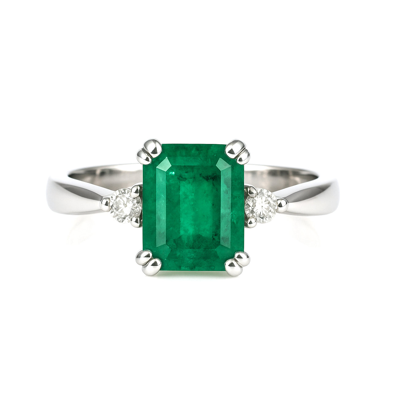 Anello - 18 carati Oro bianco - 2.30ct. tw. Smeraldo - Diamante