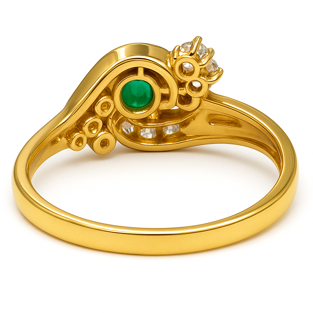 Anello - 18 carati Oro giallo - 0.65ct. tw. Smeraldo - Diamante