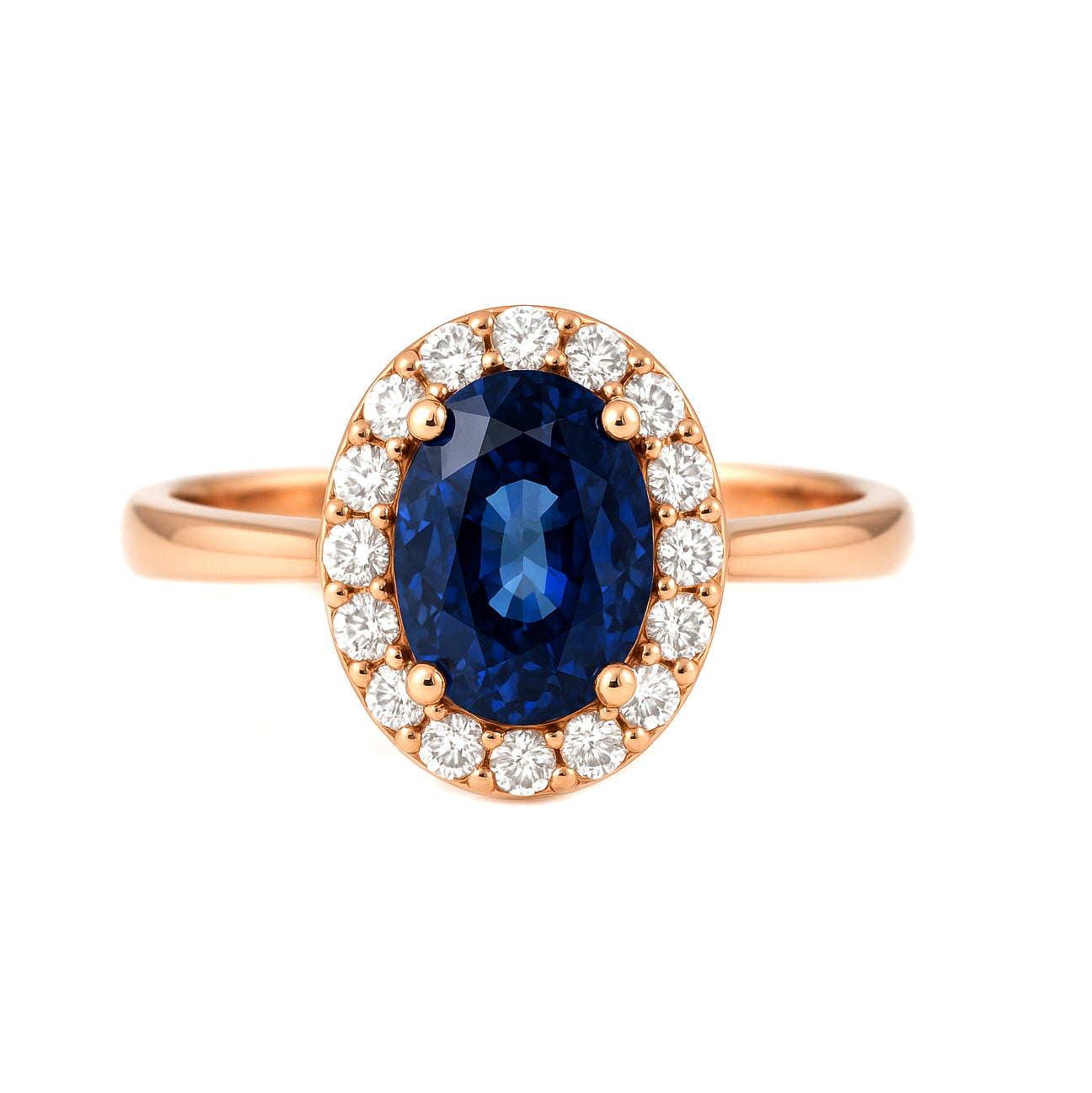 Anello - 18 carati Oro rosa - 2.02ct. tw. Zaffiro - Diamante