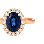Anello - 18 carati Oro rosa - 2.02ct. tw. Zaffiro - Diamante
