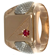 Anello - 18 carati Oro giallo, Oro bianco - 0.06ct. tw. Rubino